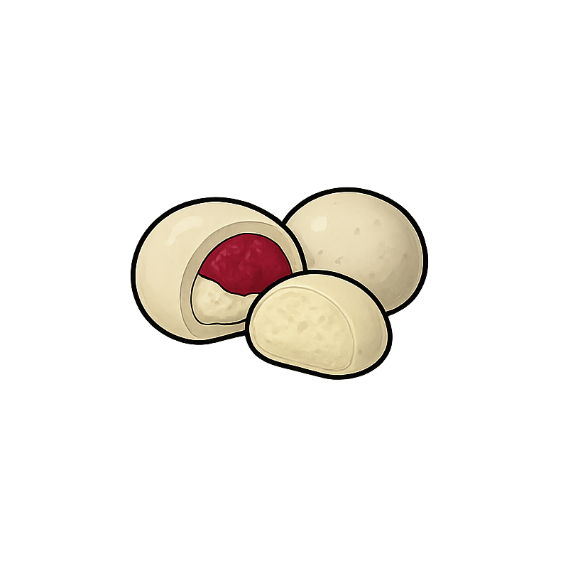 Mochi malina z białą czekoladą