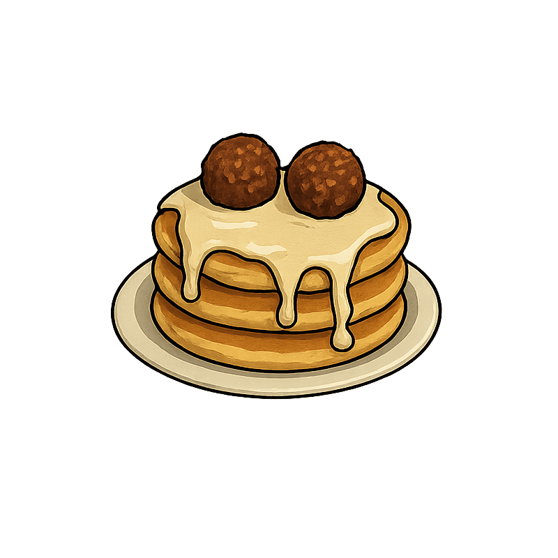 Pancakes ferrero i białą czekoladą w płynie