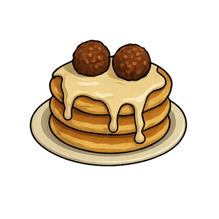 Pancakes ferrero i białą czekoladą w płynie