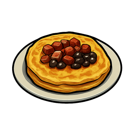 Omlet z bekonem, serem i czerwoną fasolą