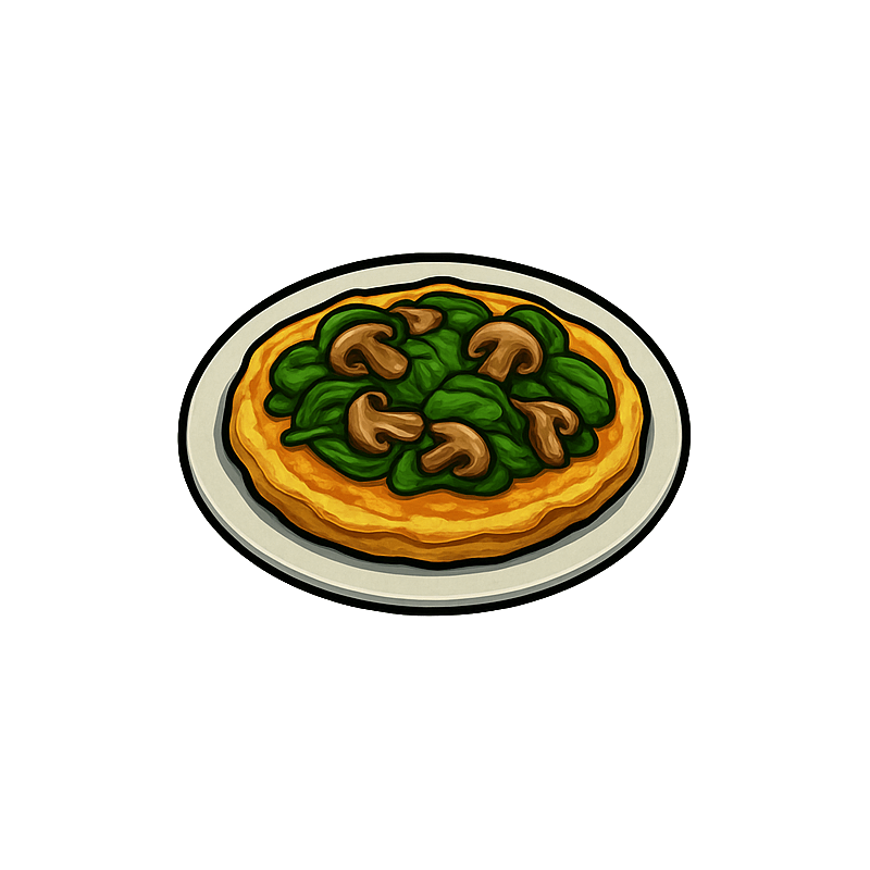 Omlet ze szpinakiem, pieczarkami i serem