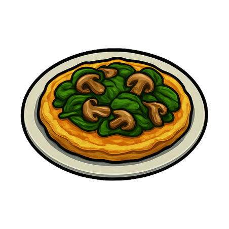 Omlet ze szpinakiem, pieczarkami i serem