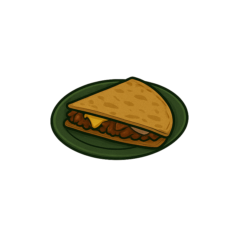Quesadilla żytnia z wołowiną, serem i cebulą