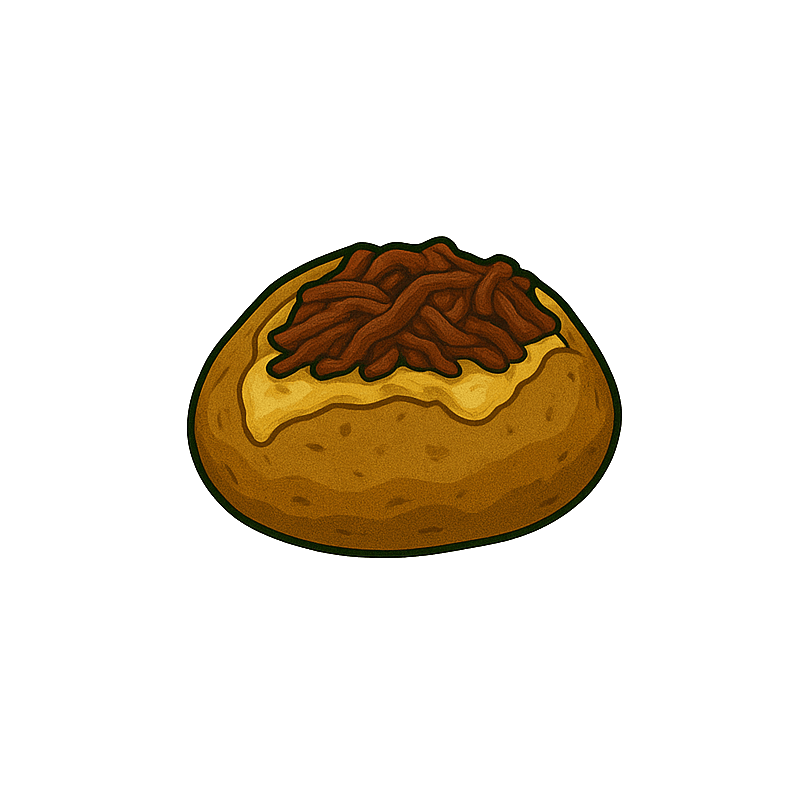 Baked potato with pulled beef